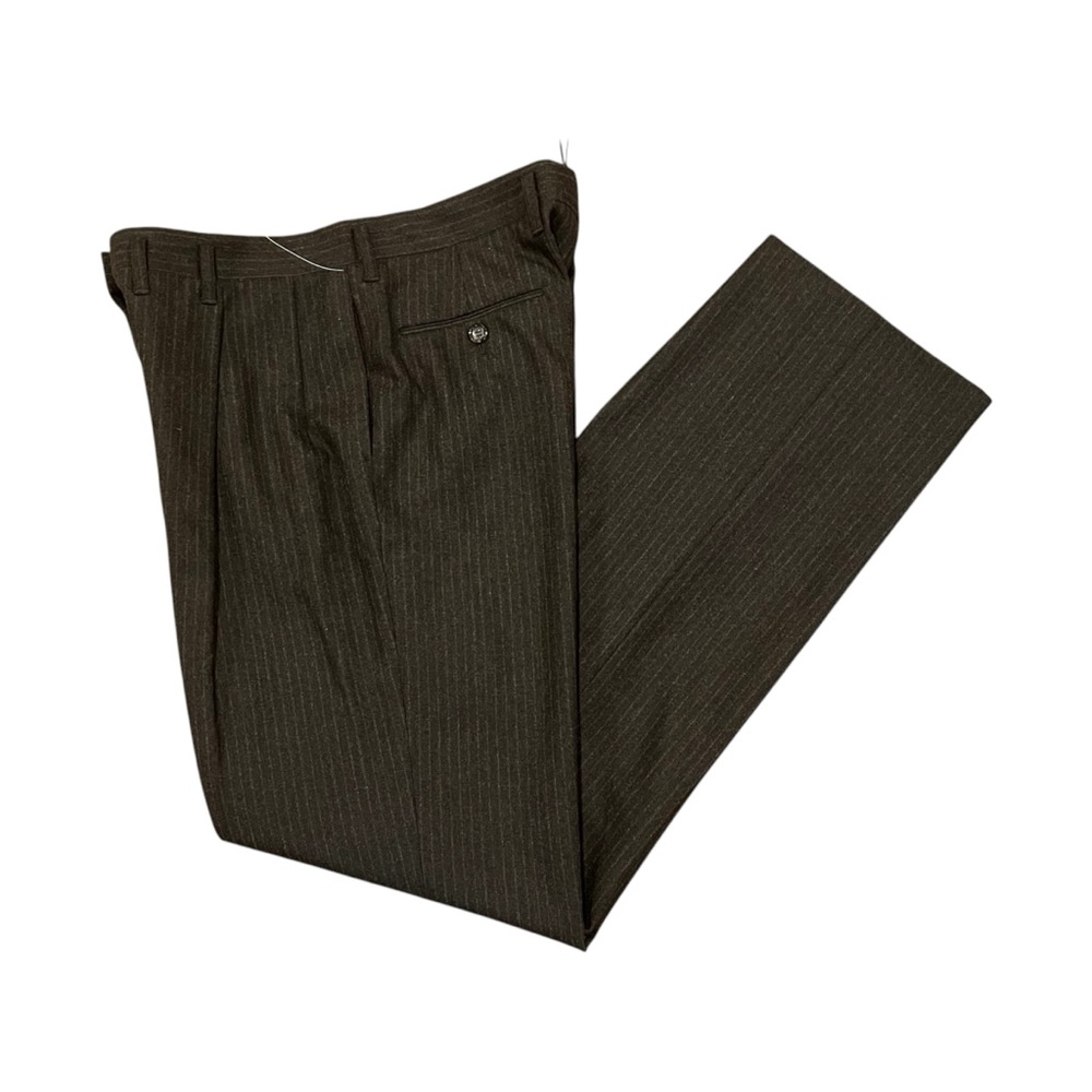 NEW Jil Sander Women’s 100% Virgin Wool Pleated Flare Trouser Brown Stripe 8